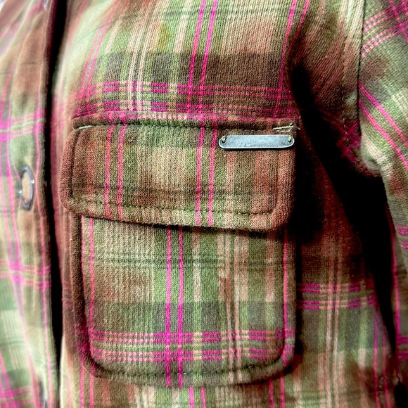 Roxy Med Multi Color Plaid & Tie Dye Ribbed Waist and Cuffs Sweater Jacket - Picture 6 of 14